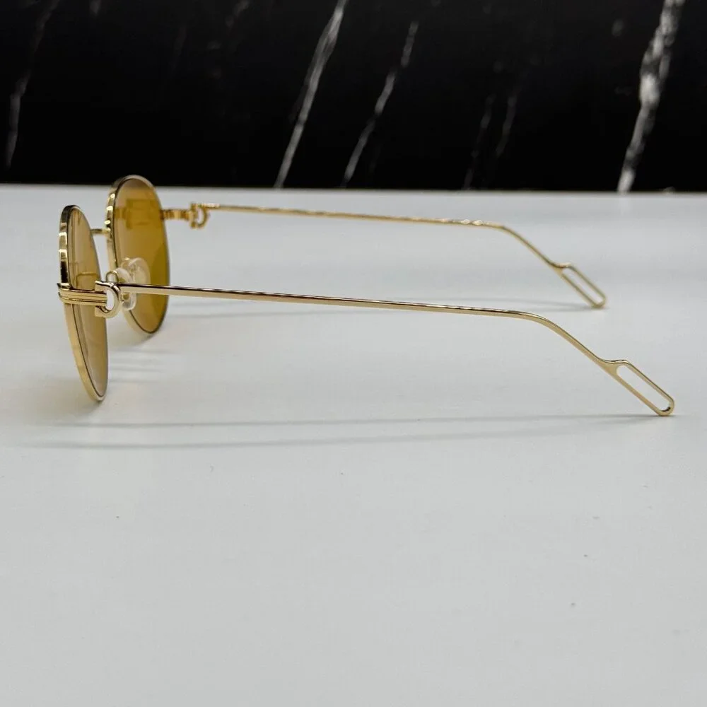 NEW CARTIER CT0249S 004 UNISEX GOLD ROUND SUNGLASSES CARTIER CT0249S - Picture 6 of 11